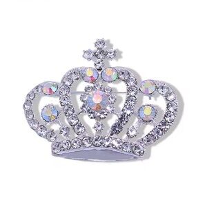 Sparkling Crystal Crown Brooch